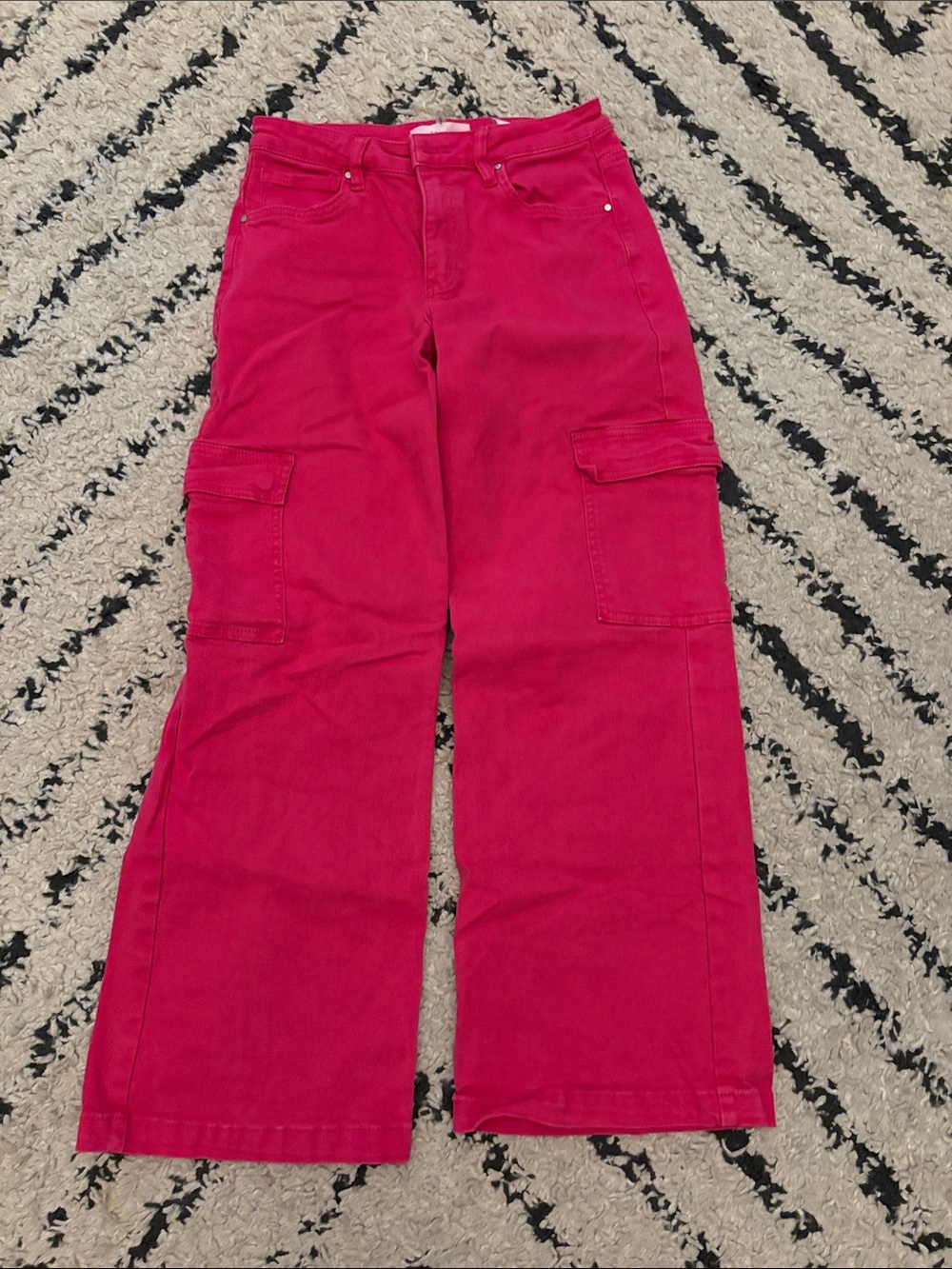 Wide Leg Cargo Jeans in Bright Pink